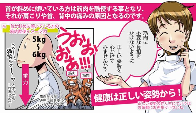 首や肩の筋肉があたまを引っ張る画像