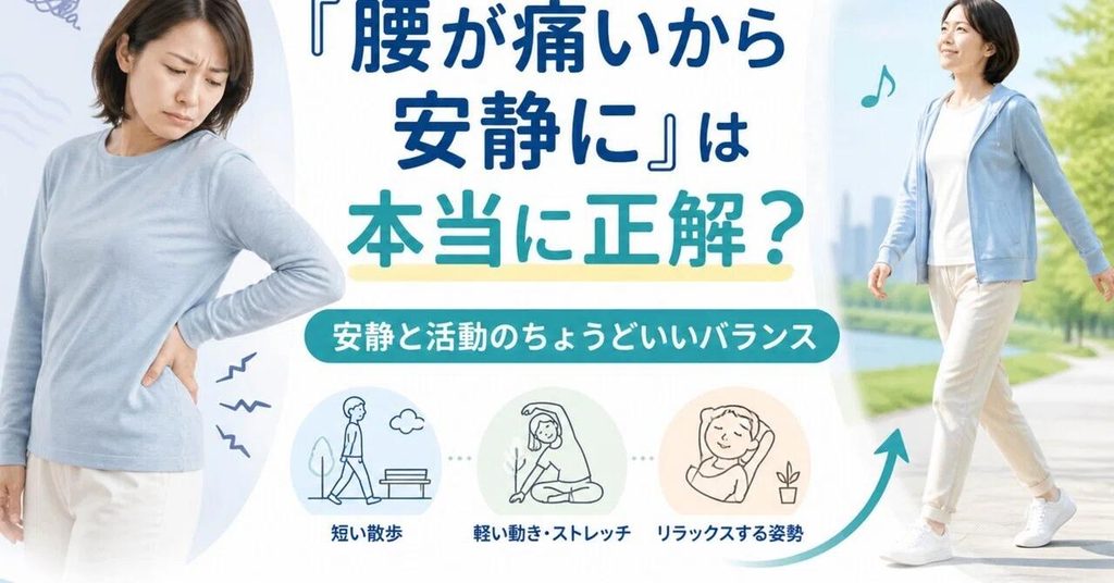 「腰が痛いから安静に」は本当に正解?安静と活動のちょうどいいバランス