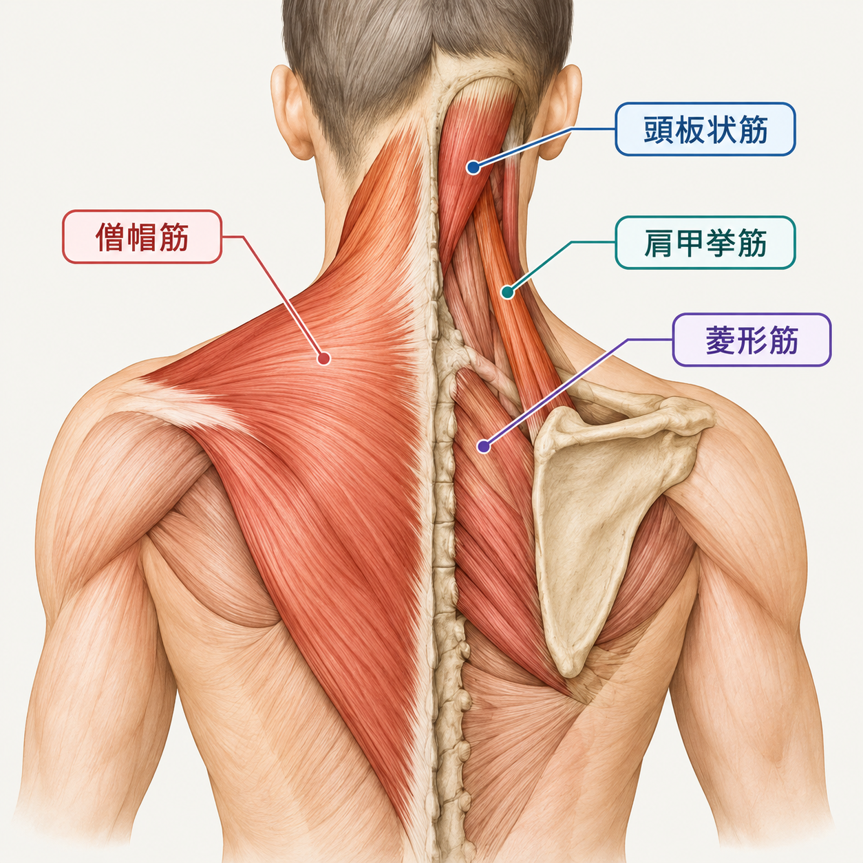肩こりに関係する筋肉図